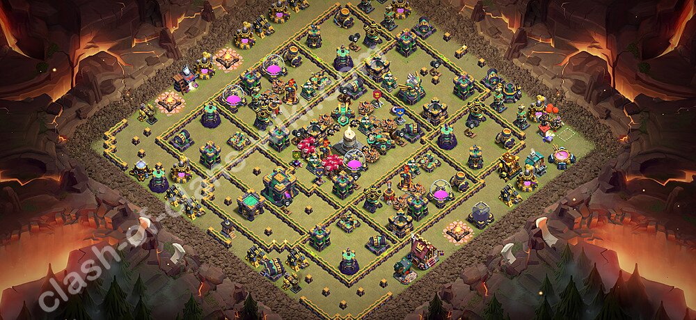 TH14 War Base Plan with Link, Copy Town Hall 14 CWL Design 2026, #3595