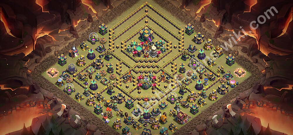 TH14 Anti 2 Stars War Base Plan with Link, Copy Town Hall 14 CWL Design 2026, #3665