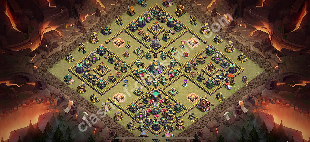 TH14 Anti 2 Stars War Base Plan with Link, Hybrid, Copy Town Hall 14 CWL Design 2026, #46