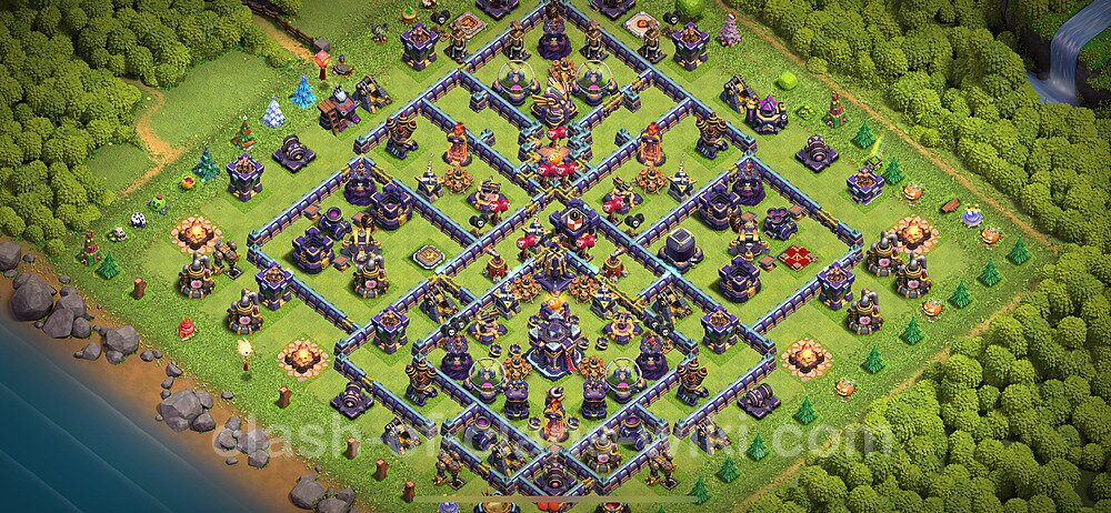Diseño de aldea Anti 3 Estrellas Ayuntamiento 15 Copiar, Híbrido - COC TH15 Perfecta Distribucion 2023 + Enlace, #1176