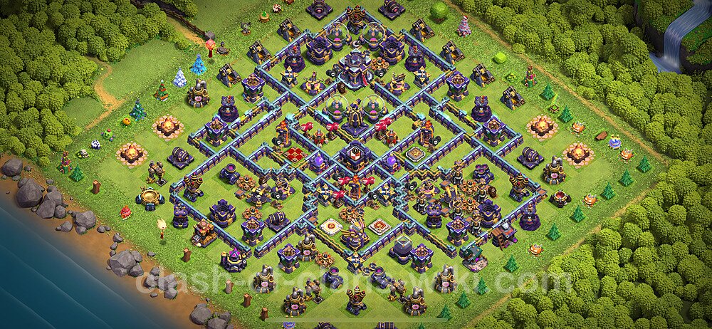 Anti Everything TH15 Base Plan with Link, Hybrid, Copy Town Hall 15 Design 2024, #1291