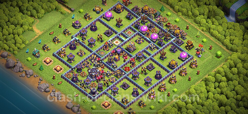 Die Anti 3 Sterne Base RH15 + Link, Anti Alles 2024 - COC Rathaus 15 Kopieren Base, #1399