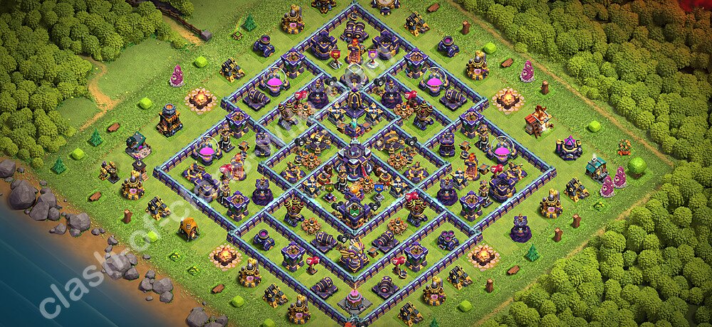 Municipio livello 15 Base + Link, Legend League, Ibrido - Miglior Disposizione Villaggio per Difesa COC 2026 TH15, #1472