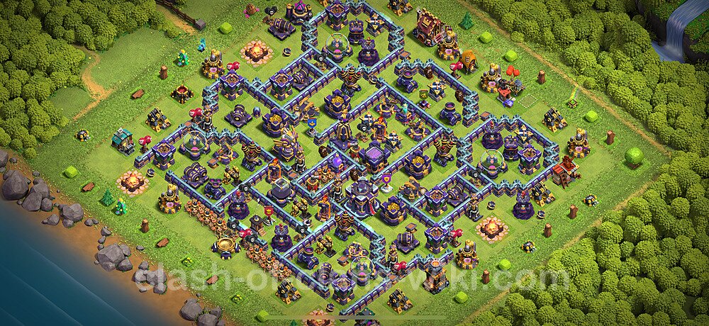 TH15 Trophy Base Plan with Link, Hybrid, Copy Town Hall 15 Base Design 2025, #2628