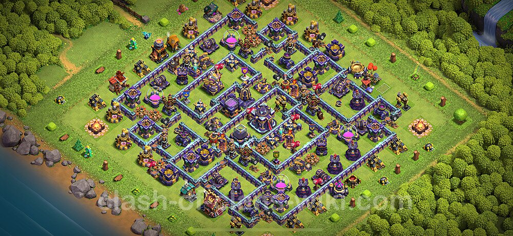 Diseño de aldea Anti 3 Estrellas Ayuntamiento 15 Copiar, Anti Aire / Electro Dragón - COC TH15 Perfecta Distribucion 2025 + Enlace, #2640