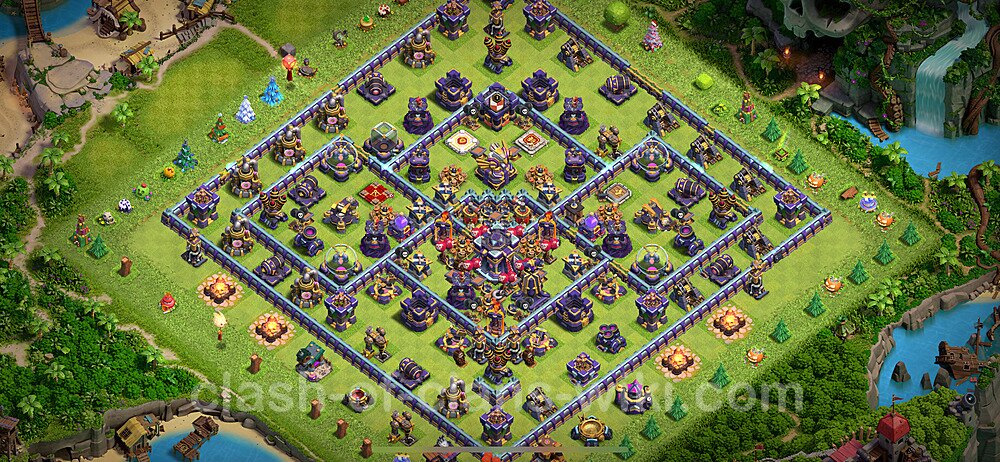 Anti Everything TH15 Base Plan with Link, Hybrid, Copy Town Hall 15 Design 2024, #708