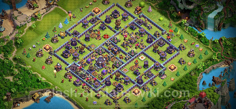 Anti Everything TH15 Base Plan with Link, Hybrid, Copy Town Hall 15 Design 2024, #764