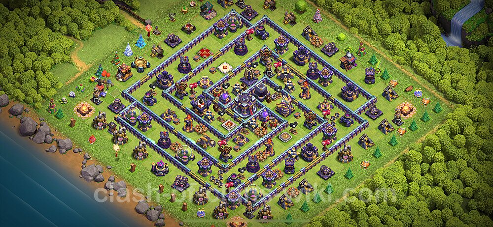 TH15 Trophy Base Plan with Link, Hybrid, Copy Town Hall 15 Base Design 2024, #933