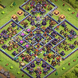 Base TH15 (desain / tata letak) dengan Link, Anti Udara / Naga Elektro, Hybrid untuk Farming 2026, #1477