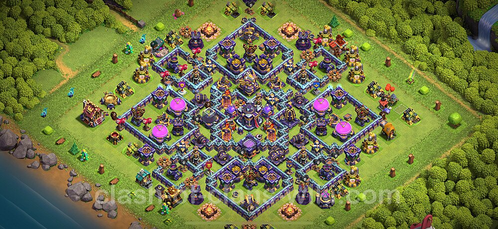 Farming Base Village HDV 15 + Lien (Link), Anti 3 étoiles, Hybride 2025 - Hôtel de Ville 15 Base Copier, #2558