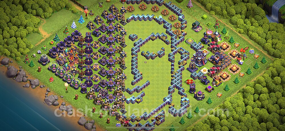 TH15 Troll Base Plan with Link, Copy Town Hall 15 Funny Art Layout 2024, #1421