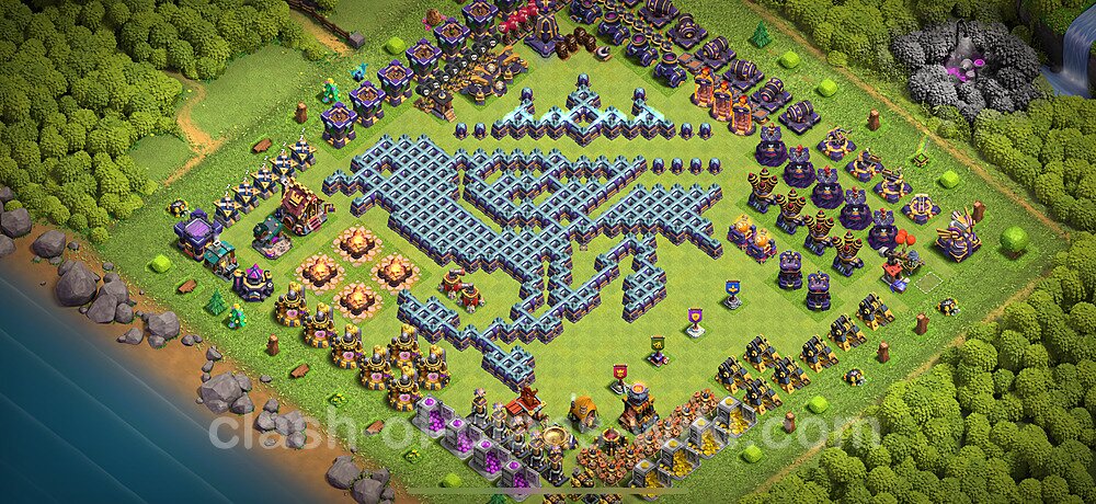 TH15 Troll Base Plan with Link, Copy Town Hall 15 Funny Art Layout 2025, #2701