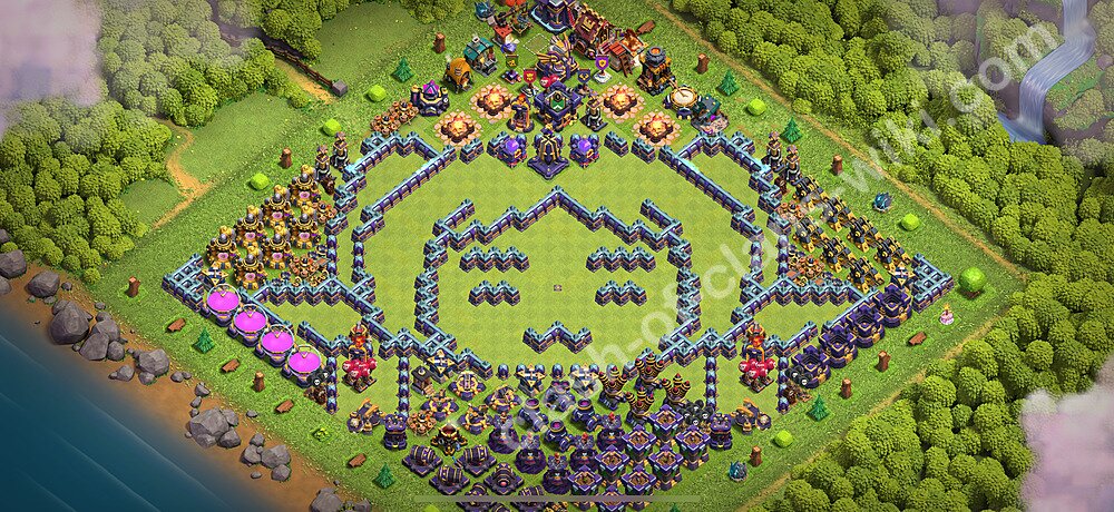 TH15 Troll Base Plan with Link, Copy Town Hall 15 Funny Art Layout 2026, #3194