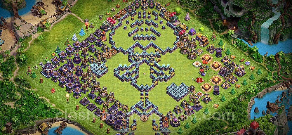 TH15 Troll Base Plan with Link, Copy Town Hall 15 Funny Art Layout 2024, #928