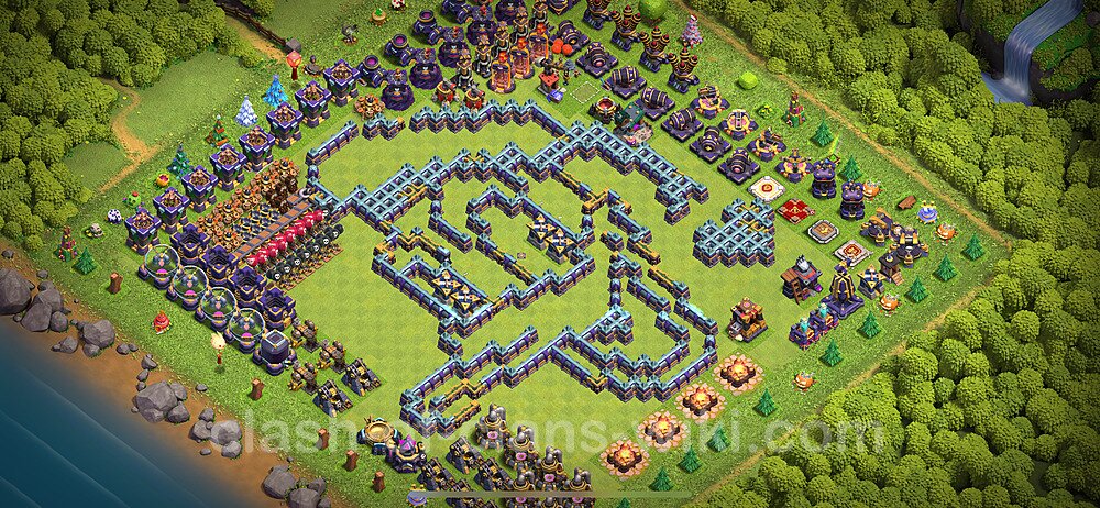 TH15 Troll Base Plan with Link, Copy Town Hall 15 Funny Art Layout 2024, #943