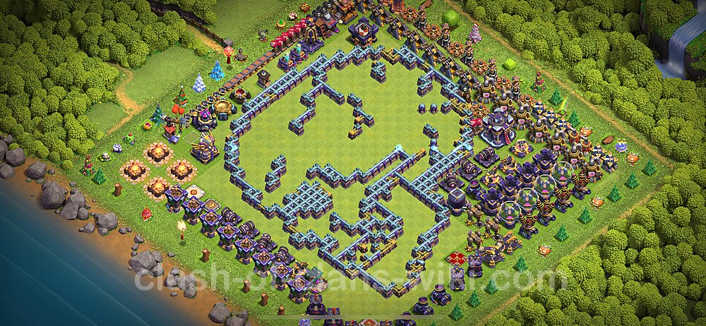 TH15 Troll Base Plan with Link, Copy Town Hall 15 Funny Art Layout 2024, #944