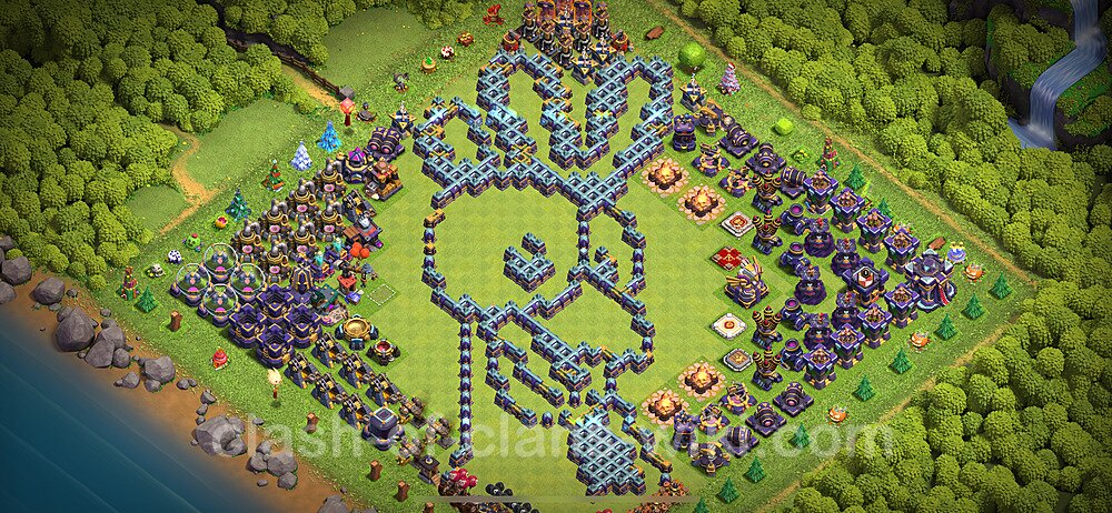 TH15 Troll Base Plan with Link, Copy Town Hall 15 Funny Art Layout 2024, #945