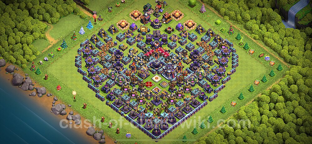 TH15 Troll Base Plan with Link, Copy Town Hall 15 Funny Art Layout 2024, #949