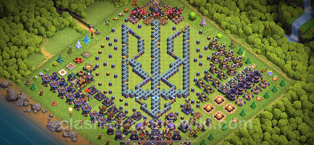 TH15 Troll Base Plan with Link, Copy Town Hall 15 Funny Art Layout 2024, #962