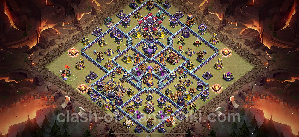 Diseño de aldea para Guerra Anti 3 Estrellas Ayuntamiento 15 Copiar, Híbrido - COC TH15 Perfecta Distribucion 2025 + Enlace, #2732