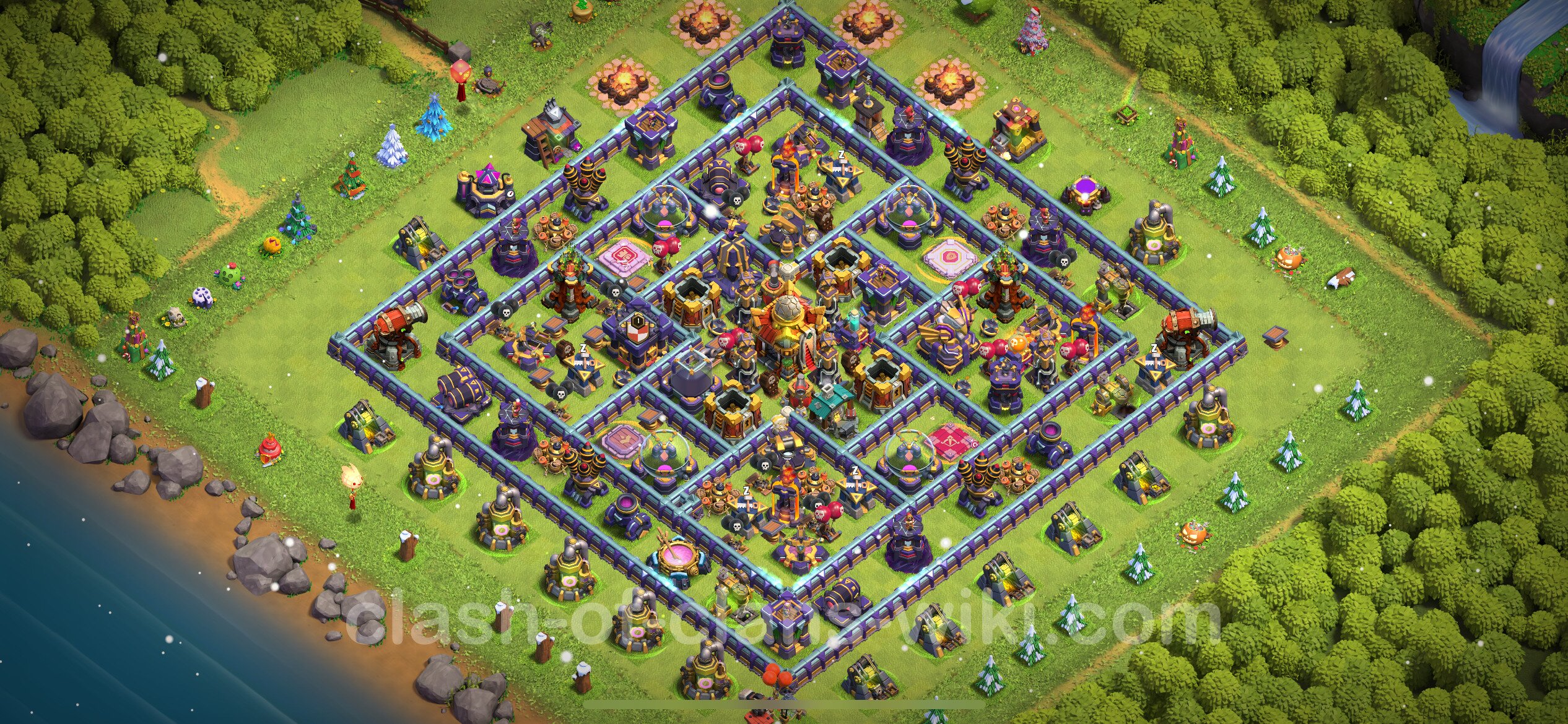 Trophy (Defense) Base TH16 with Link, Hybrid Clash of Clans 2024