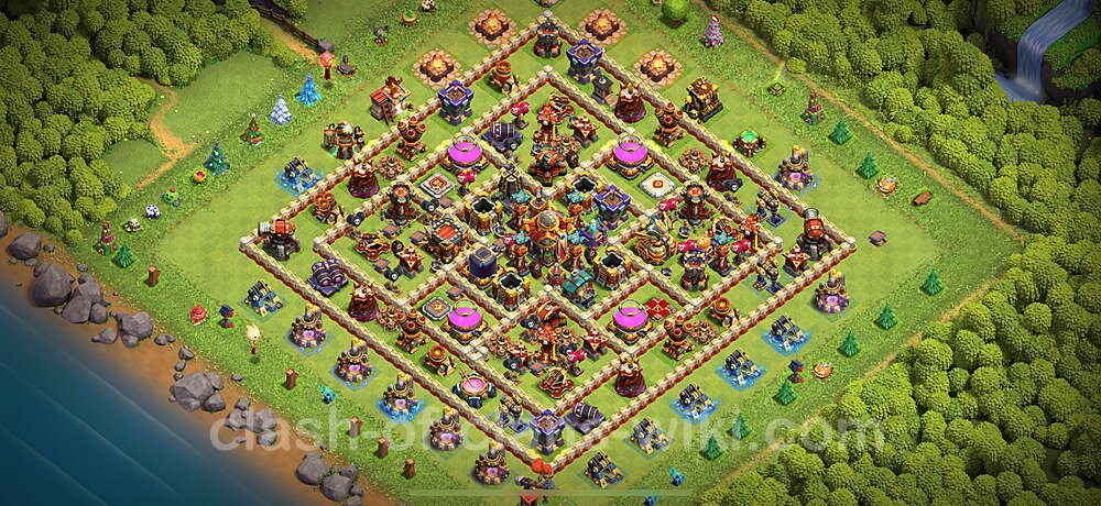 TH16 Trophy Base Plan with Link, Hybrid, Copy Town Hall 16 Base Design 2025, #1482