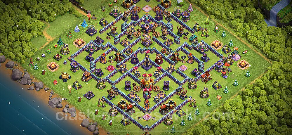 Diseño de aldea Anti 2 Estrellas Ayuntamiento 16 Copiar, Liga de Leyenda - COC TH16 Perfecta Distribucion 2024 + Enlace, #1491