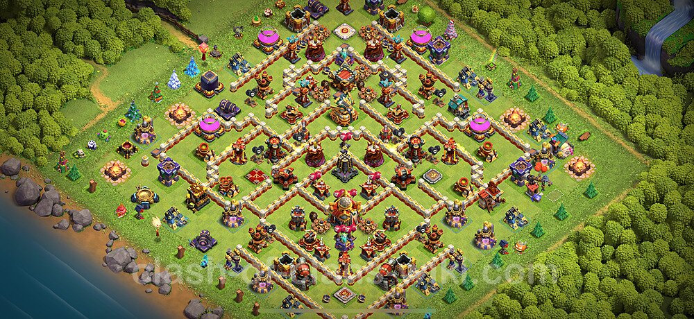 TH16 Anti 2 Stars Base Plan with Link, Legend League, Copy Town Hall 16 Base Design 2025, #1491