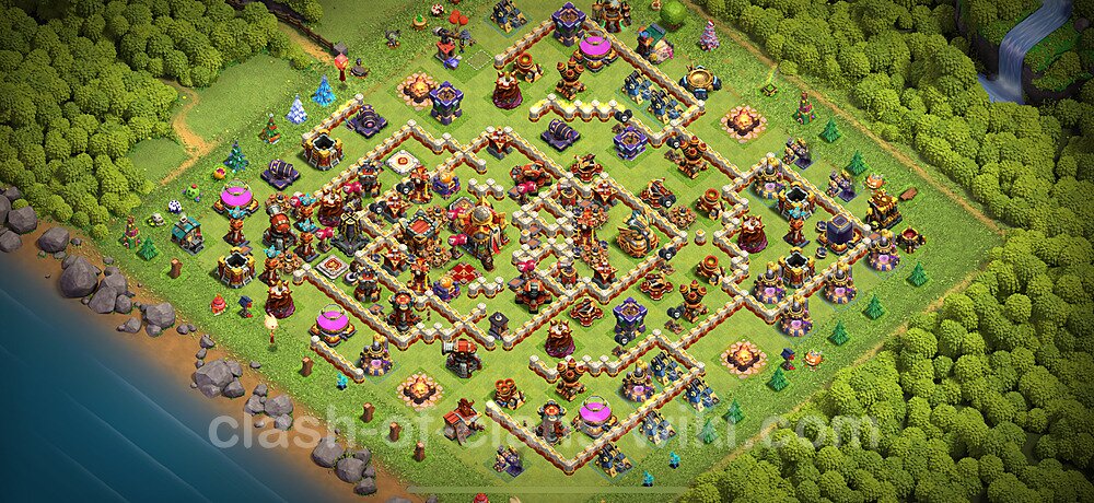 TH16 Trophy Base Plan with Link, Legend League, Copy Town Hall 16 Base Design 2024, #1494