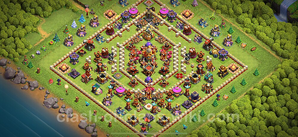 Anti Dragon TH16 Base Plan with Link, Copy Town Hall 16 Anti Air Design 2025, #1496