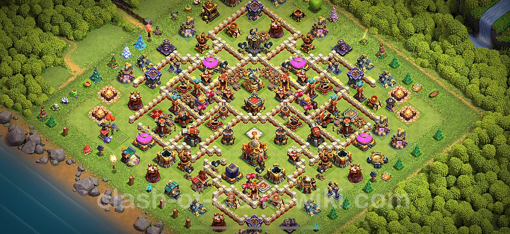 TH16 Trophy Base Plan with Link, Copy Town Hall 16 Base Design 2025, #1601