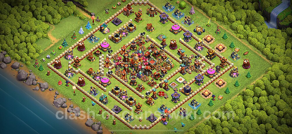 TH16 Trophy Base Plan with Link, Legend League, Hybrid, Copy Town Hall 16 Base Design 2025, #1615