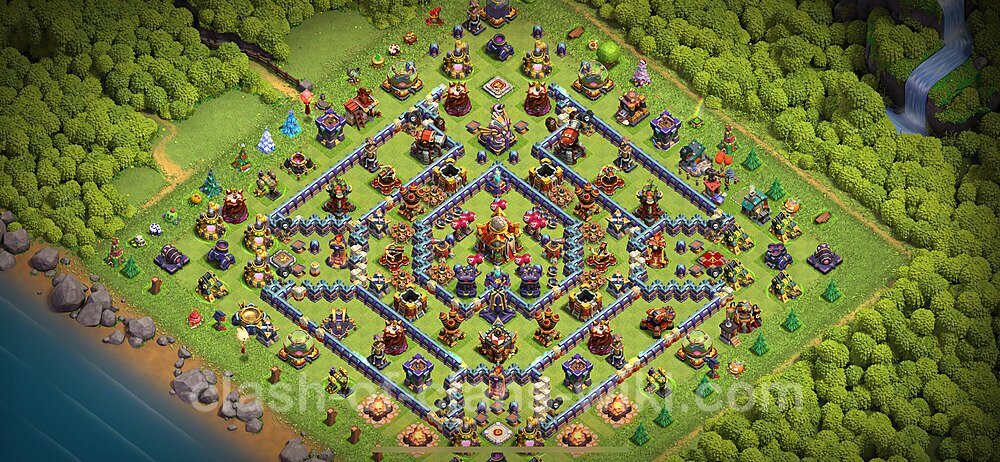 Diseño de aldea Anti 3 Estrellas Ayuntamiento 16 Copiar, Anti Aire / Electro Dragón - COC TH16 Perfecta Distribucion 2024 + Enlace, #1820