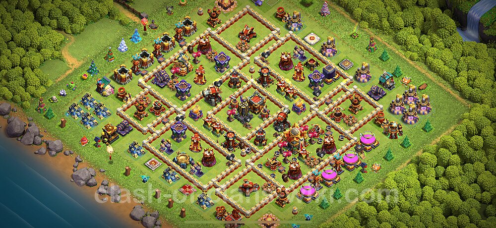 TH16 Trophy Base Plan with Link, Copy Town Hall 16 Base Design 2024, #2183