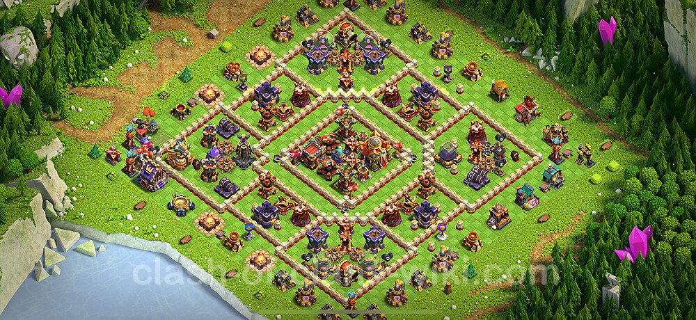 TH16 Trophy Base Plan with Link, Copy Town Hall 16 Base Design 2025, #2654