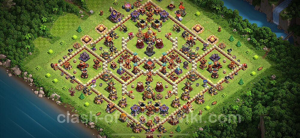 TH16 Anti 3 Stars Base Plan with Link, Hybrid, Copy Town Hall 16 Base Design 2025, #2957