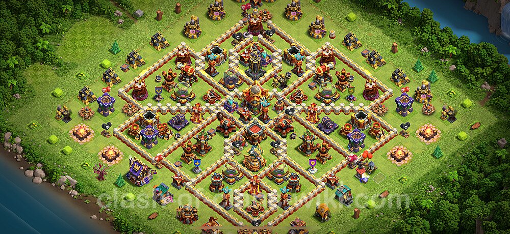 TH16 Anti 2 Stars Base Plan with Link, Hybrid, Copy Town Hall 16 Base Design 2025, #2967