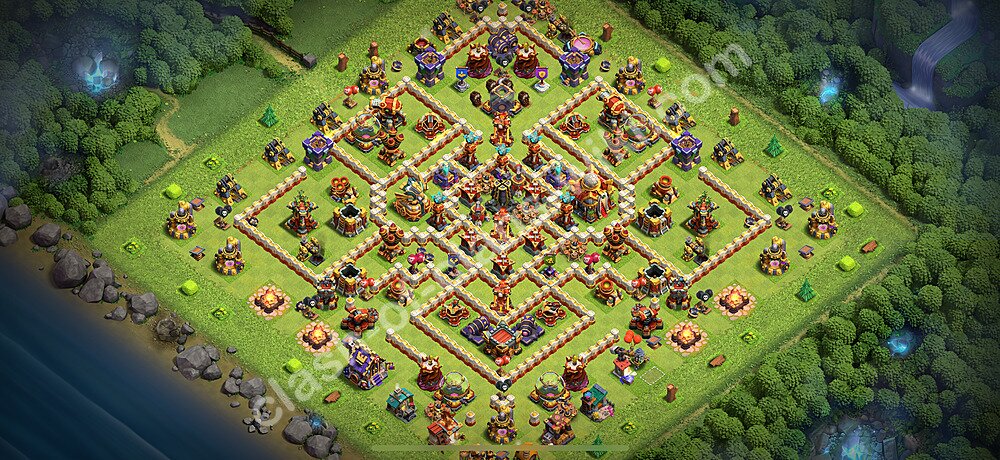 TH16 Trophy Base Plan with Link, Anti Air / Electro Dragon, Copy Town Hall 16 Base Design 2025, #3011