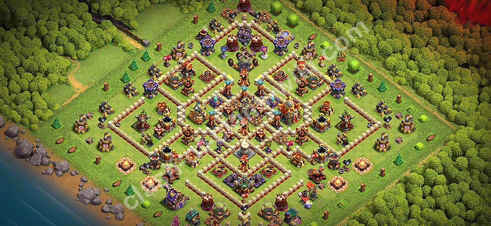 Base Trofi TH16 dengan Link, Anti Udara / Naga Elektro, Salin Desain Base Balai Kota 16 2026, #3011
