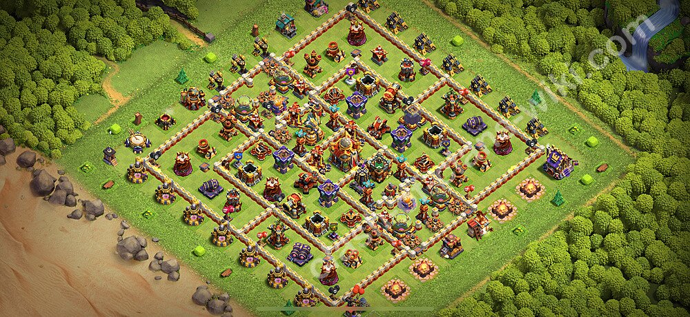 TH16 Anti 3 Stars Base Plan with Link, Copy Town Hall 16 Base Design 2026, #3172