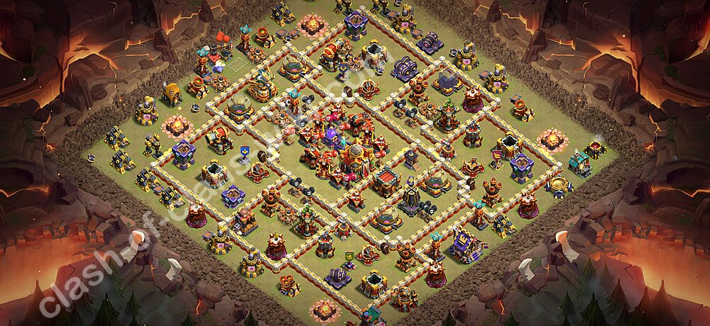TH16 Trophy Base Plan with Link, Hybrid, Copy Town Hall 16 Base Design 2026, #3376