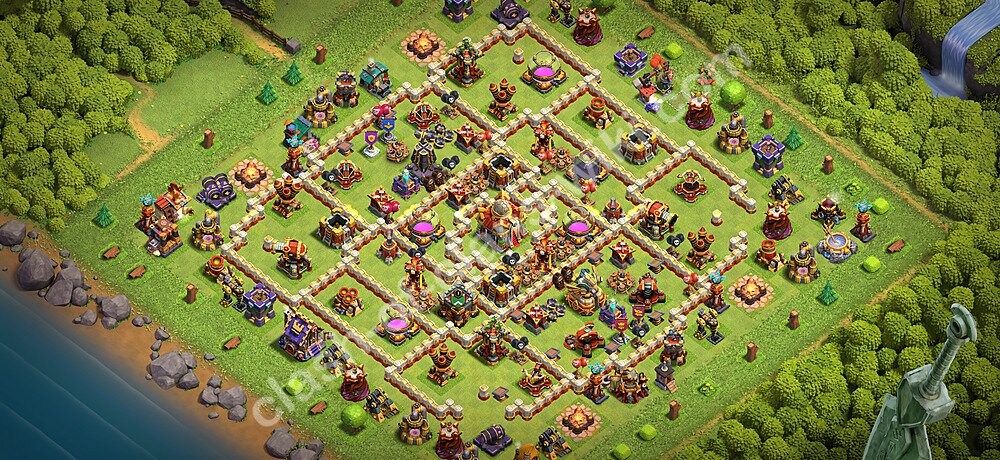 TH16 Anti 3 Stars Base Plan with Link, Anti Everything, Copy Town Hall 16 Base Design 2026, #3432