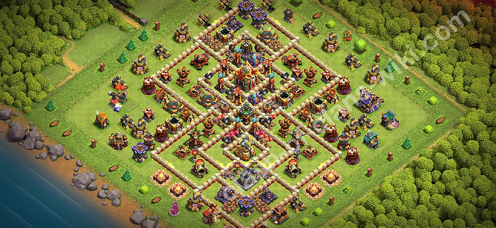 TH16 Anti 3 Stars Base Plan with Link, Copy Town Hall 16 Base Design 2026, #3683