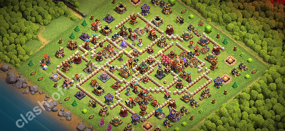 TH16 Trophy Base Plan with Link, Copy Town Hall 16 Base Design 2026, #3715