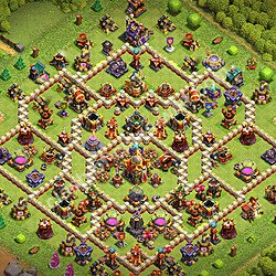 Base TH16 (desain / tata letak) dengan Link, Anti Bintang 3, Hybrid untuk Farming 2026, #2197