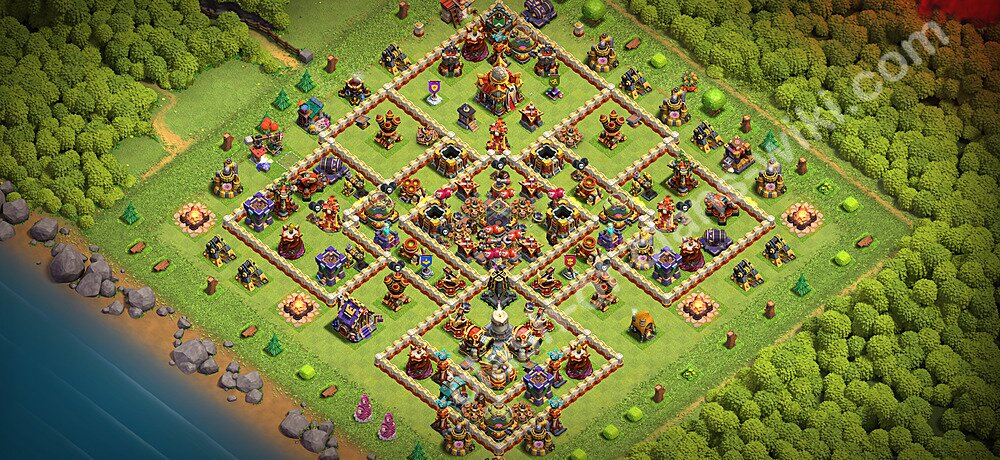 Base TH16 (desain / tata letak) dengan Link, Hybrid untuk Farming 2026, #1587