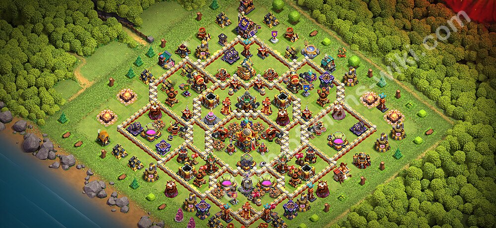 Municipio livello 16 Base + Link, Anti 3 stelle, Ibrido - Miglior Disposizione villaggio per Farming COC 2026 TH16, #2197