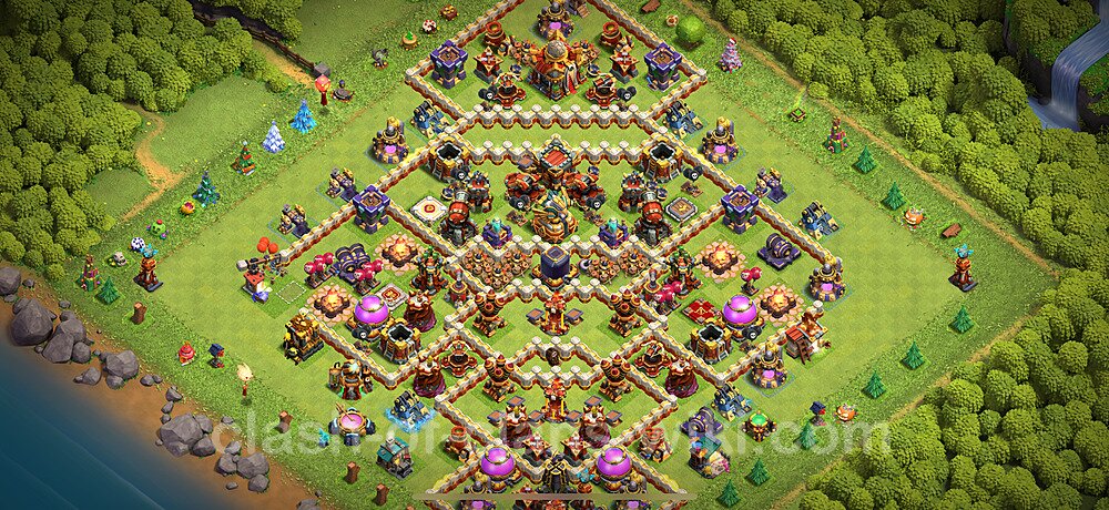 Base plan TH16 (design / layout) with Link, Anti 3 Stars for Farming 2024, #2198