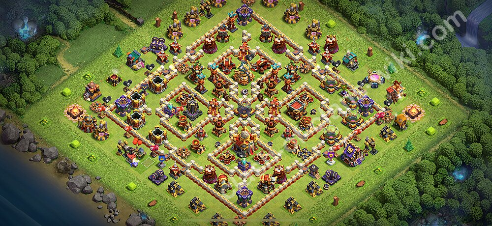 Base plan TH16 (design / layout) with Link, Anti 3 Stars, Hybrid for Farming 2025, #3014