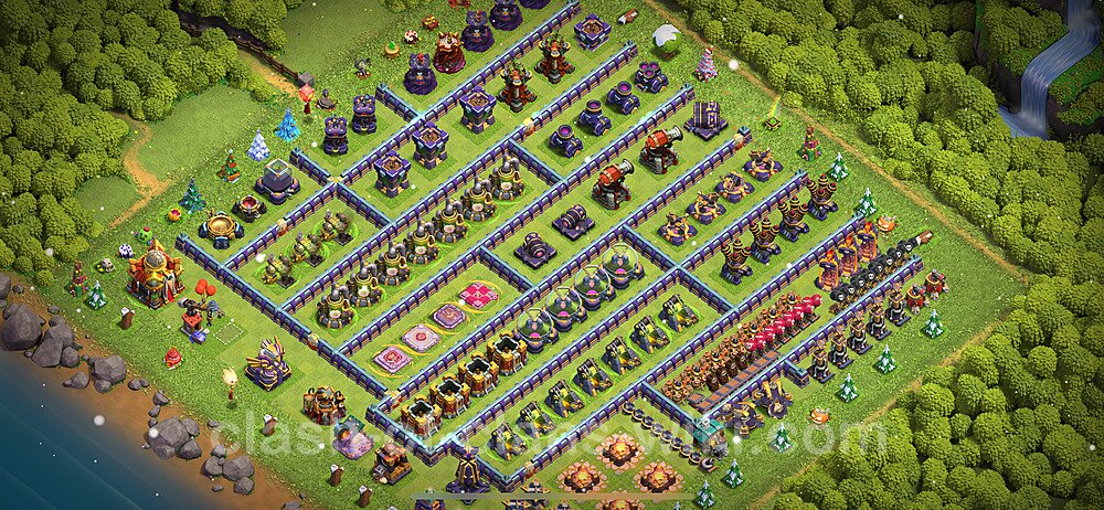 TH16 Troll Base Plan with Link, Copy Town Hall 16 Funny Art Layout 2024, #1502